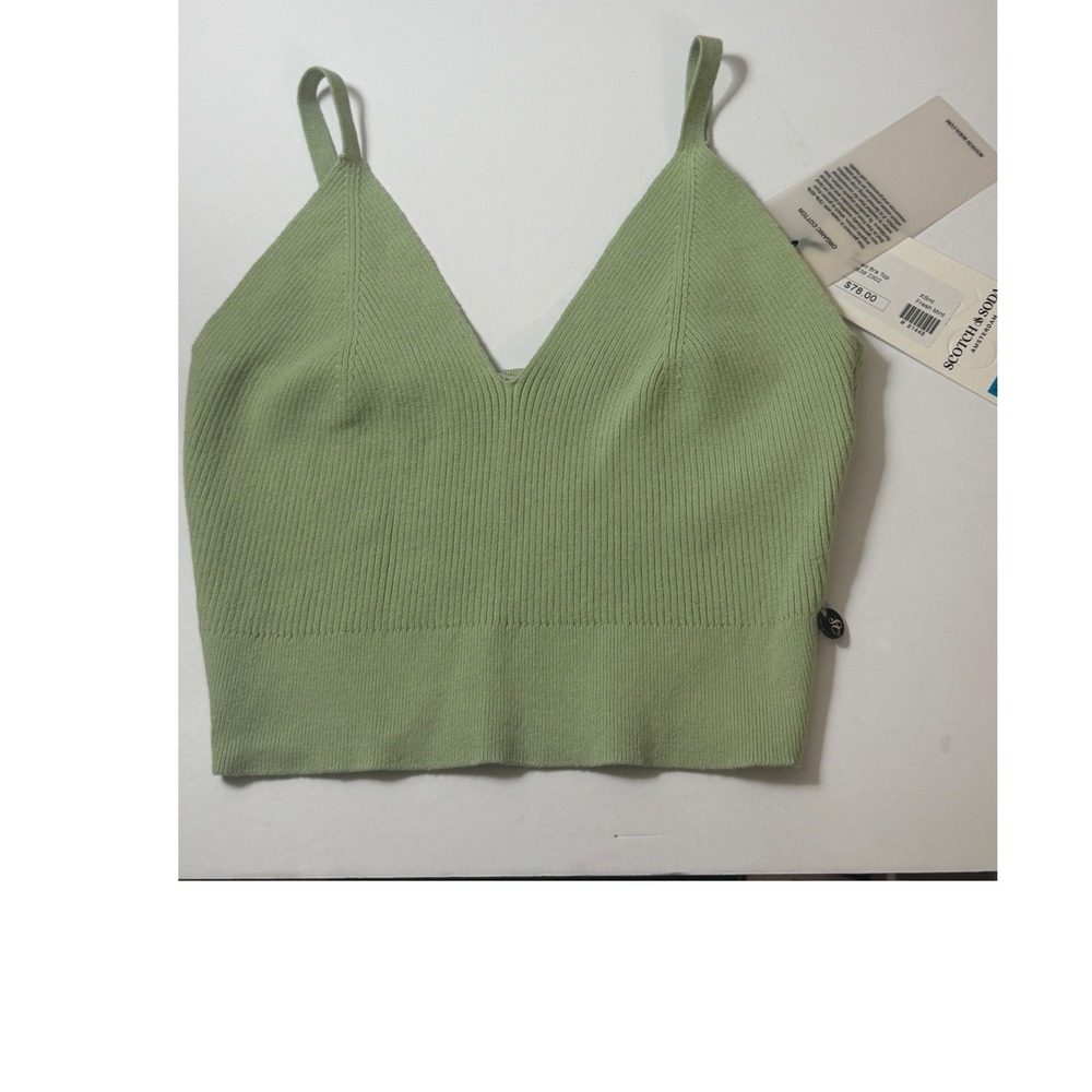 NWT Scotch & Soda Fresh Mint Organic Cotton Ribbed Bra Top XS Women's